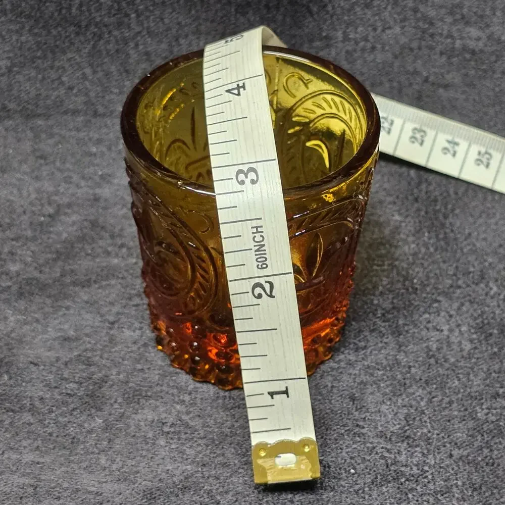 Vintage Fleur-De-Lys Mini Jar Shot Glass Votive Candle Holder Home Decor Display